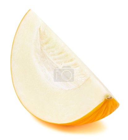 Photo for Melon isolated on white background. Melon citrus fruit clipping path. Melon half macro studio photo - Royalty Free Image