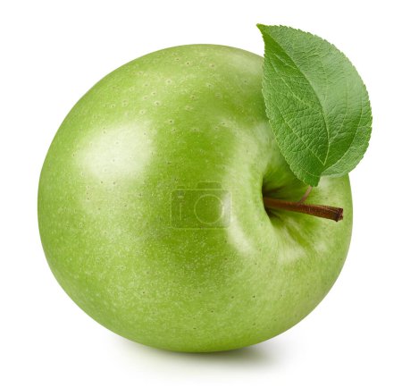 Téléchargez les photos : Pomme isolée. Un fruit de pomme isolé sur fond blanc. Pleine profondeur de champ avec trajectoire de coupe - en image libre de droit