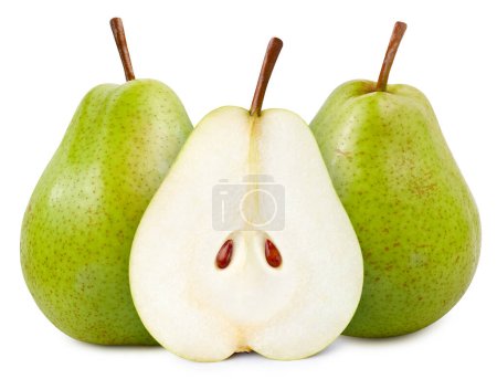 Photo for Pears isolated on white background. Pears half macro studio photo. Pears with clipping path - Royalty Free Image