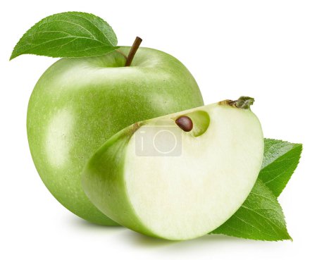 Photo for Green apple. Apple isolated on white background. Apple clipping path. - Royalty Free Image