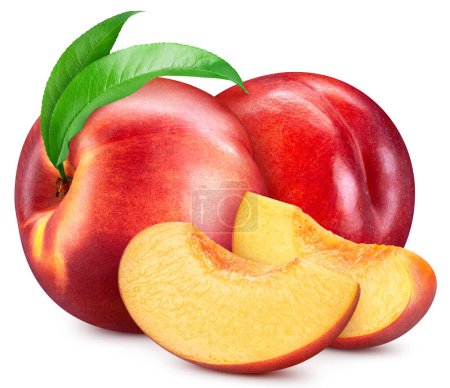 Photo for Composition of ripe juicy peaches isolated on white background. Clipping path peaches - Royalty Free Image