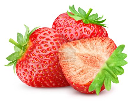 Isolierte Erdbeere. Erdbeere isoliert auf weißem Hintergrund mit Schneideweg