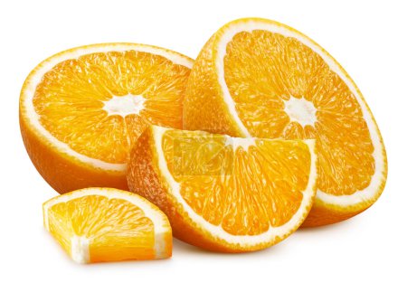 Frische Orange isoliert auf weißem Hintergrund. Orange mit Blättern. Schneideweg orange. Atelierfoto in Orange