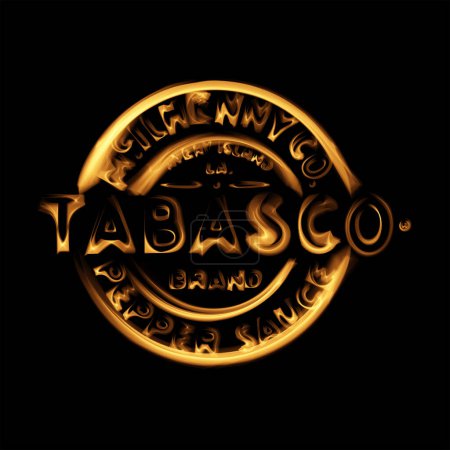 Foto de Tabasco Brand logo in Burning Flames Effect on plain Black Background - Imagen libre de derechos