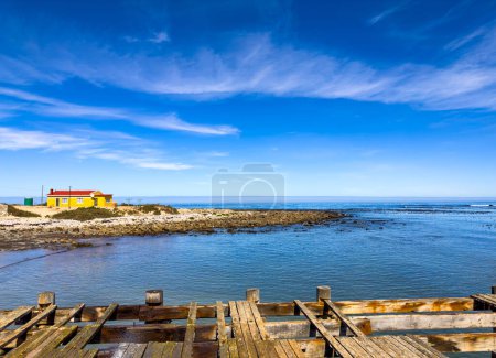 Old fishing village buildings  in small West Coast town of Port Nolloth, South Africa