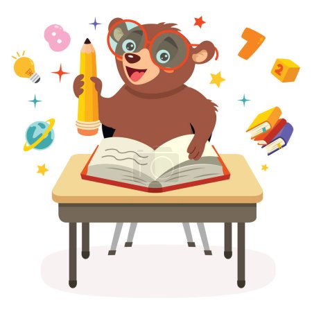 Illustration for Education Illustration With Cartoon Bear - Royalty Free Image