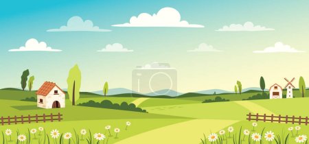 Illustration for Blank Green Nature Landscape Scene - Royalty Free Image