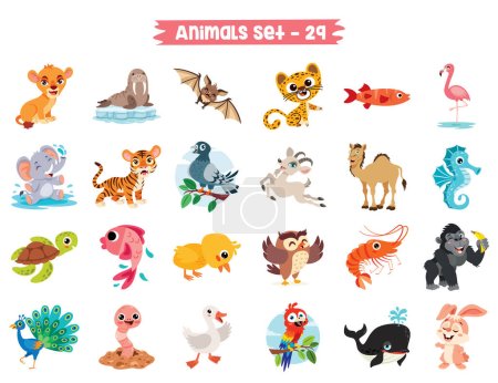 conjunto de animales de dibujos animados lindo