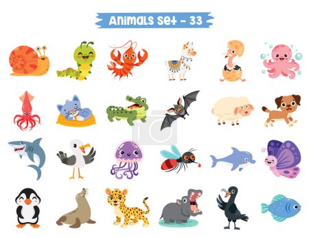 Illustration for Set Of Cute Cartoon Animals - Royalty Free Image