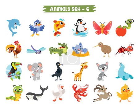 conjunto de animales de dibujos animados lindo