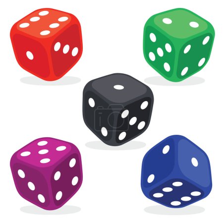 Illustration for Vector Illustration Of Flat Dices - Royalty Free Image