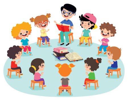 Kids And Teacher At Kindergarten