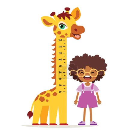 Cartoon Illustration Of Kid Measuring Height 