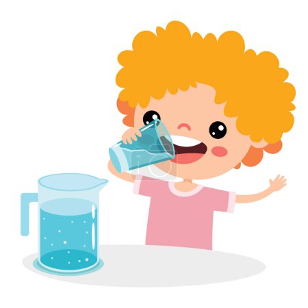 Illustration for Cartoon Drawing Of Drinking Water - Royalty Free Image