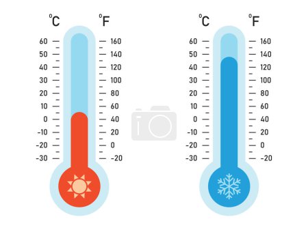 Ilustración de Ilustración de termómetros Celsius y Fahrenheit - Imagen libre de derechos