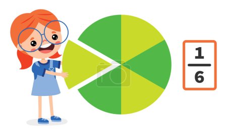 Illustration for Cartoon Kid Learning Fractions Subject - Royalty Free Image