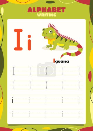 Ilustración de Plantilla de hoja de trabajo de rastreo de alfabeto con animal - Imagen libre de derechos