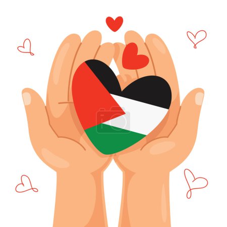 Ilustración de Mano sosteniendo una bandera de Palestina - Imagen libre de derechos