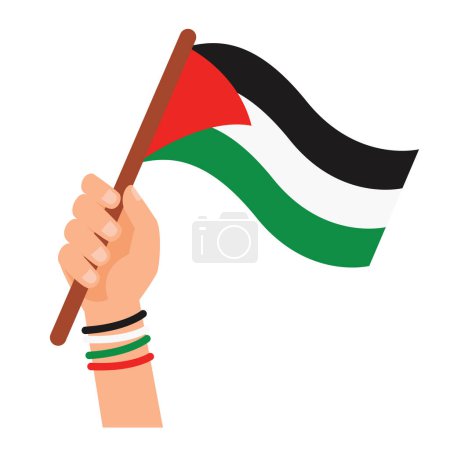 Ilustración de Mano sosteniendo una bandera de Palestina - Imagen libre de derechos