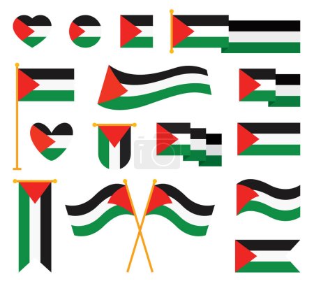 Ilustración de Banderas de Palestina en diferentes formas - Imagen libre de derechos