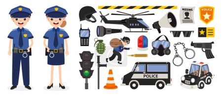 Illustration for Set Of Various Police Elements - Royalty Free Image
