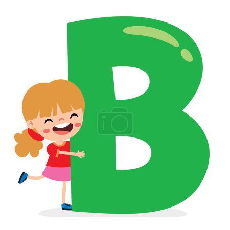 Photo for Cartoon Kid Posing With Alphabet Letter - Royalty Free Image