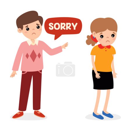 Illustration for Man Saying Sorry To Woman - Royalty Free Image