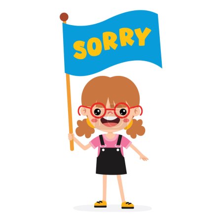 Ilustración de Pequeño niño de dibujos animados diciendo lo siento - Imagen libre de derechos