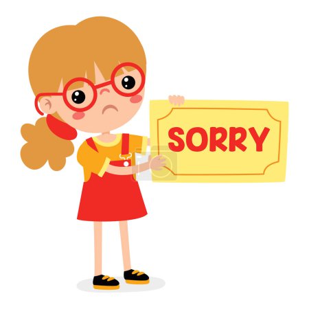 Illustration for Cartoon Little Kid Saying Sorry - Royalty Free Image