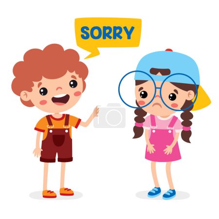 Illustration for Cartoon Little Kid Saying Sorry - Royalty Free Image