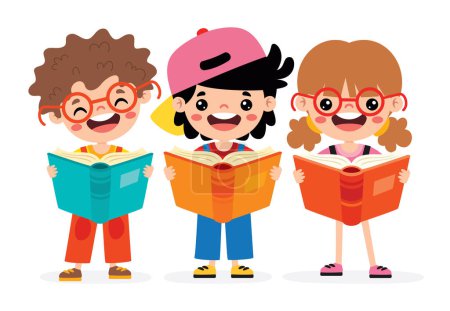 Illustration for Illustration Of Kids Reading Book - Royalty Free Image