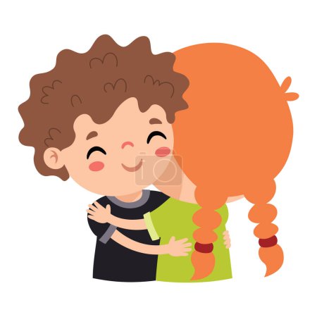 Illustration for Cartoon Illustration Of Kids Hugging - Royalty Free Image