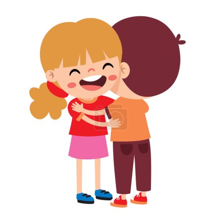 Illustration for Cartoon Illustration Of Kids Hugging - Royalty Free Image