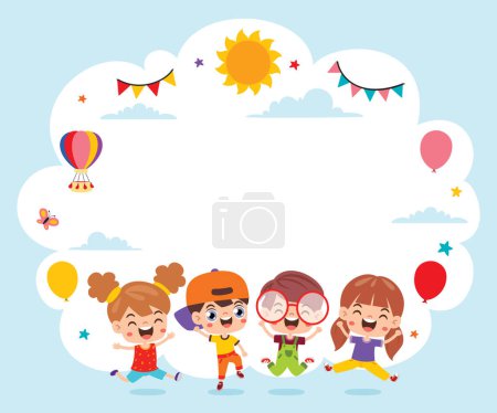 Illustration for Cartoon Children Playing At Nature - Royalty Free Image