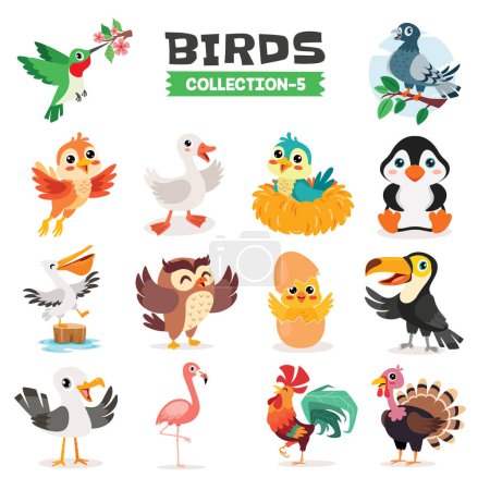 Photo for Set Of Various Cartoon Birds - Royalty Free Image
