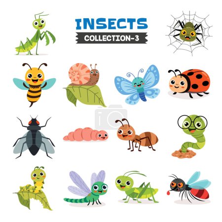 Photo for Set Of Various Cartoon Insects - Royalty Free Image