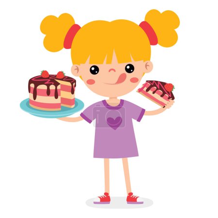 Photo for Illustration Of Kid With Cake - Royalty Free Image