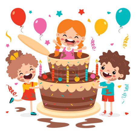 Illustration for Illustration Of Kids With Cake - Royalty Free Image