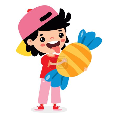 Illustration Of Kid With Candy