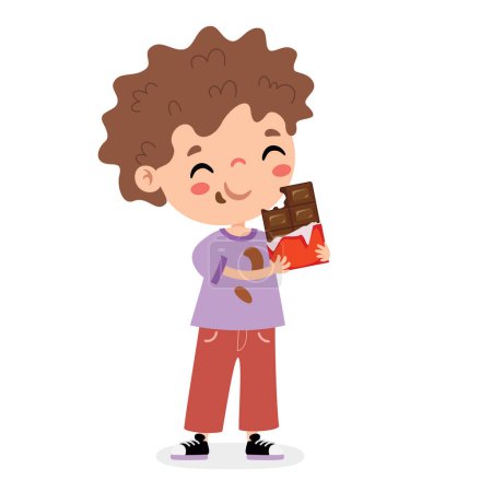 Illustration des Kindes mit Schokolade