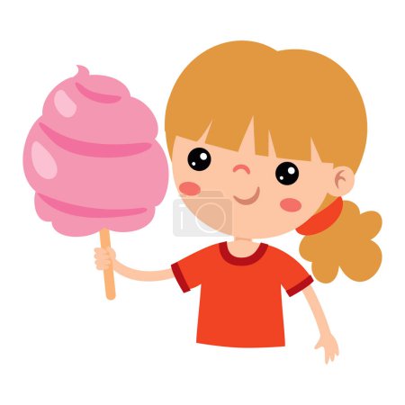 Photo for Illustration Of Kid With Cotton Candy - Royalty Free Image