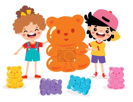 Illustration Of Kid With Gummy Bear