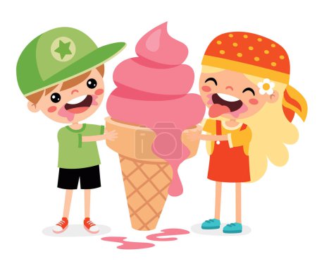 Photo for Illustration Of Kids With Ice Cream - Royalty Free Image