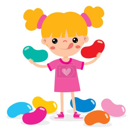 Illustration for Illustration Of Kid With Jelly Bean - Royalty Free Image