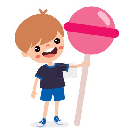 Photo for Illustration Of Kid With Lollipop - Royalty Free Image