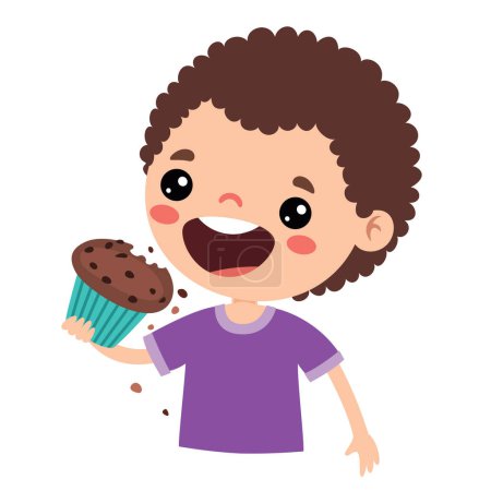 Illustration des Kindes mit Muffin