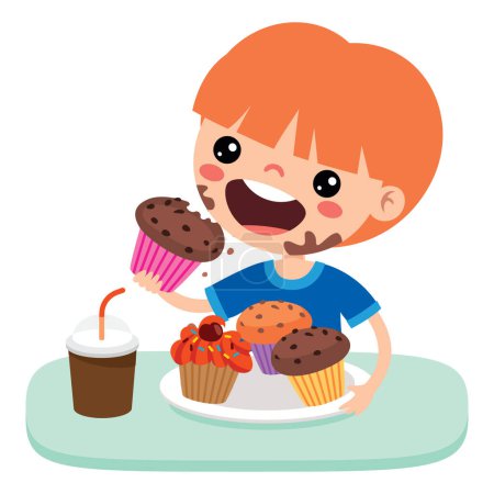 Ilustración de Ilustración de Kid con Muffin - Imagen libre de derechos