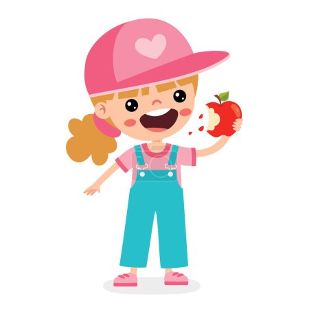 Illustration Of Kid With Apple