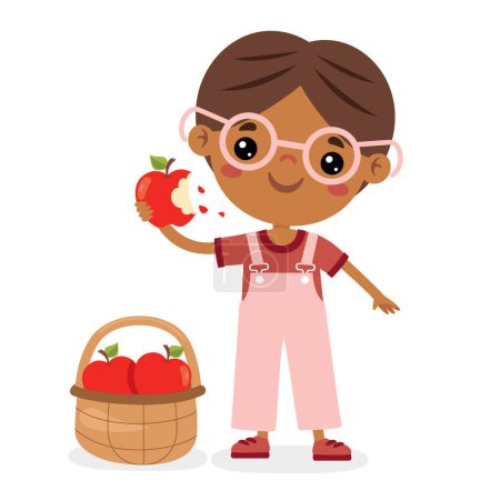 Illustration Of Kid With Apple