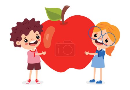 Illustration Of Kids With Apple